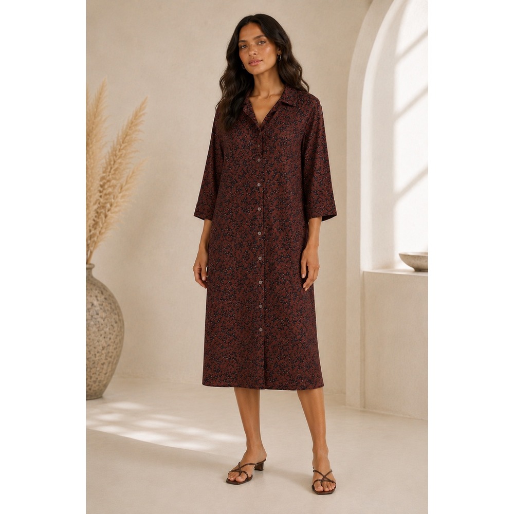 RESA Kaia Midi Shirt Dress Anthro Sz XS/S Chetah Print Long Sleeve Lightweight